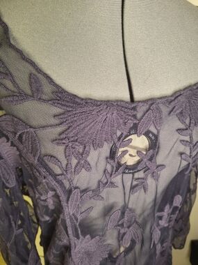 NWT Soft Surroundings Purple Embroidered Sheer Tunic